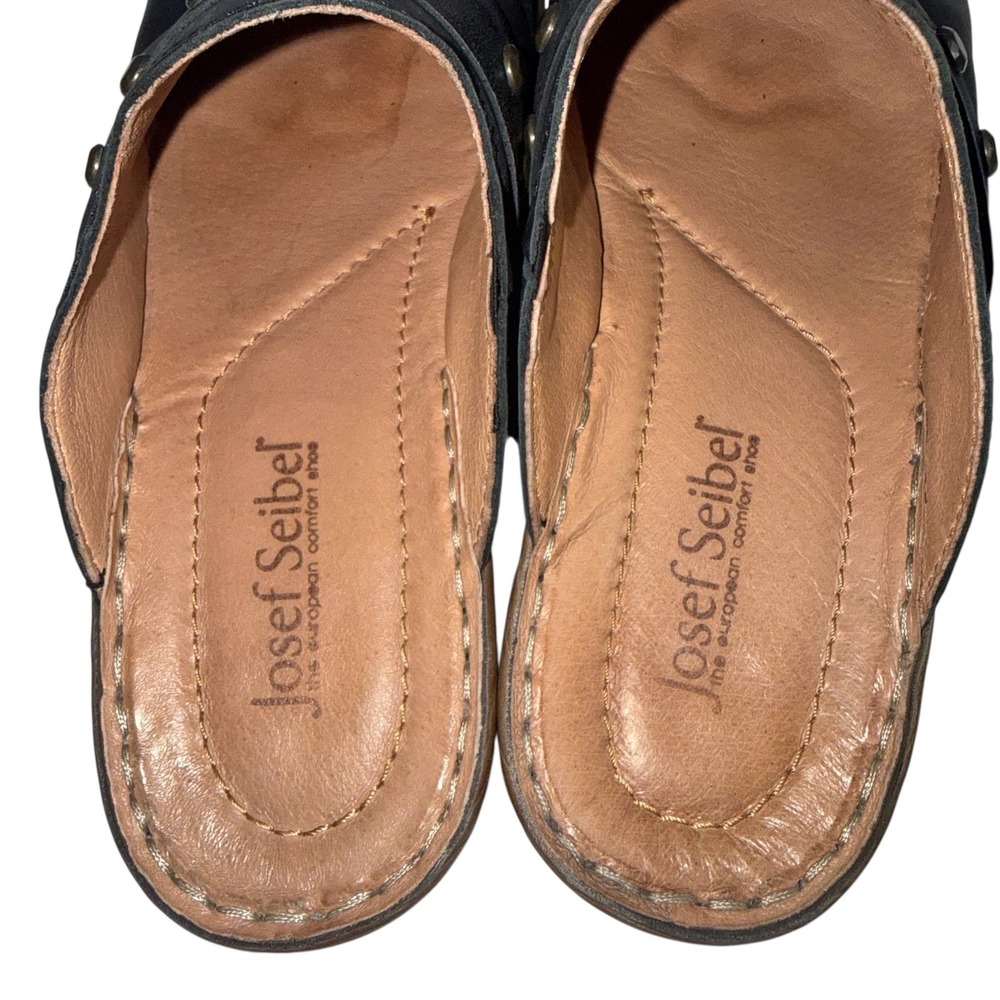 Josef Seibel Womens Black Leather Studded Clog Mules 254406 Size 39 - Picture 7 of 10